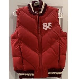 VS PINK Red Puffer Vest